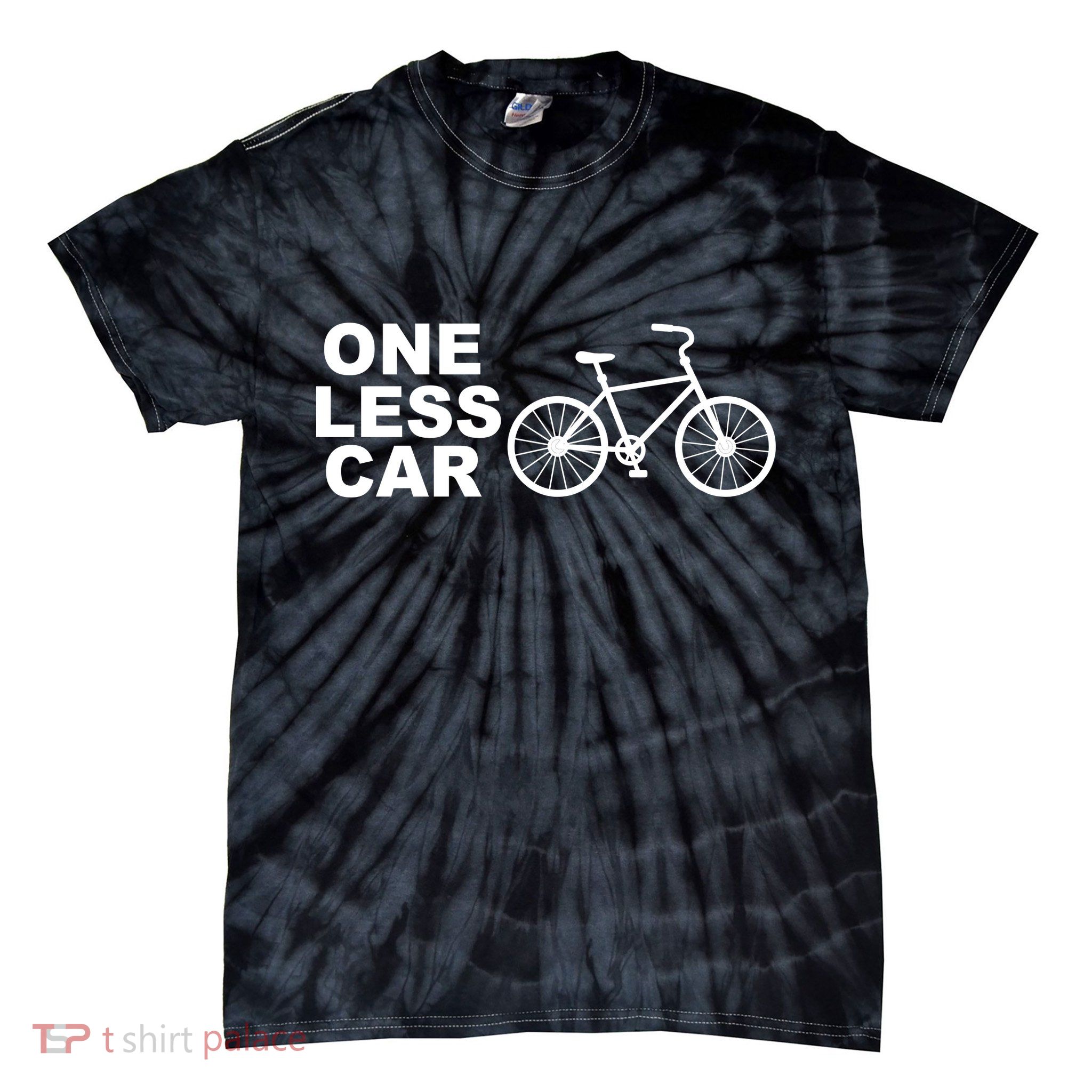 One Less Car Funny Cycling Tie-Dye T-Shirt