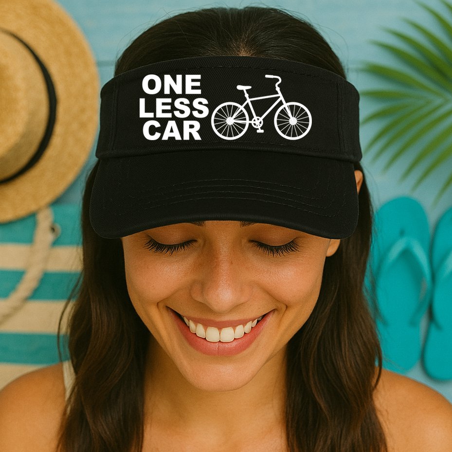 One Less Car Funny Cycling Visor