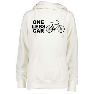 One Less Car Funny Cycling Womens Funnel Neck Pullover Hood