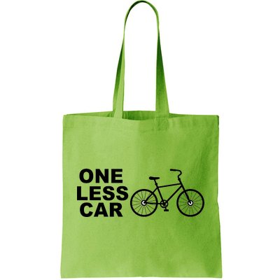 One Less Car Funny Cycling Tote Bag