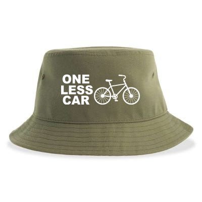 One Less Car Funny Cycling Sustainable Bucket Hat