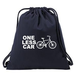 One Less Car Funny Cycling Drawstring Bag