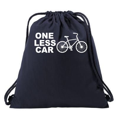 One Less Car Funny Cycling Drawstring Bag