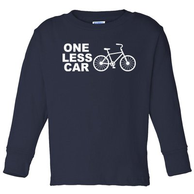 One Less Car Funny Cycling Toddler Long Sleeve Shirt