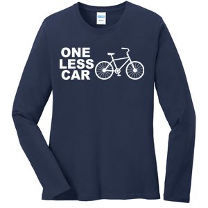 One Less Car Funny Cycling Ladies Long Sleeve Shirt