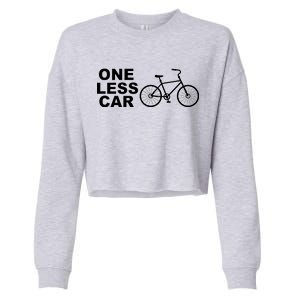 One Less Car Funny Cycling Cropped Pullover Crew