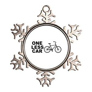 One Less Car Funny Cycling Metallic Star Ornament