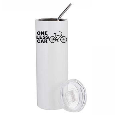 One Less Car Funny Cycling Stainless Steel Tumbler