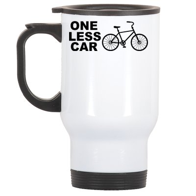 One Less Car Funny Cycling Stainless Steel Travel Mug