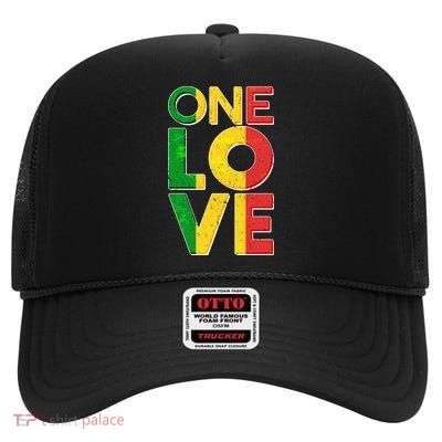 One Love African Colors High Crown Mesh Back Trucker Hat