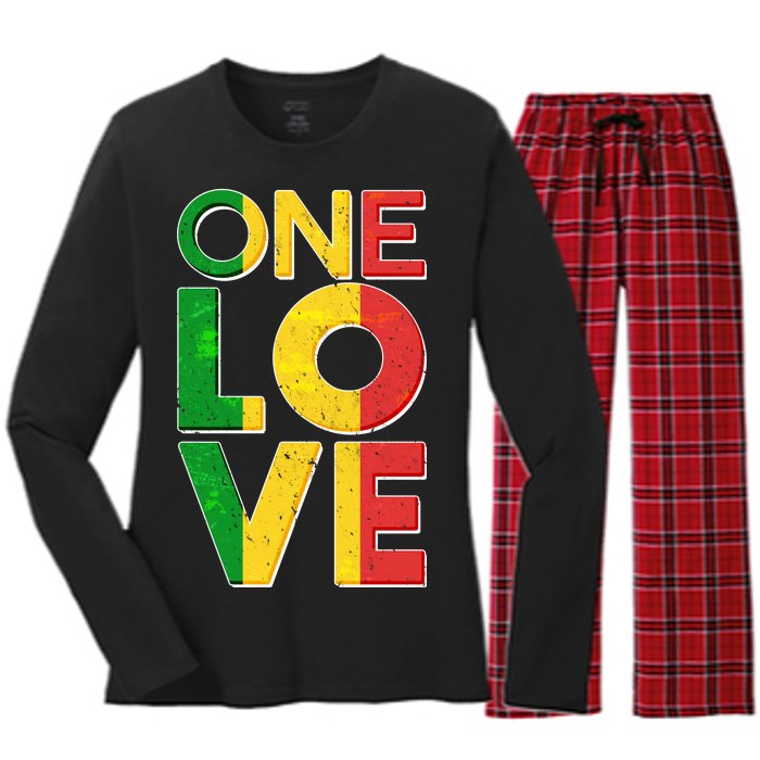 One Love African Colors Women's Long Sleeve Flannel Pajama Set 