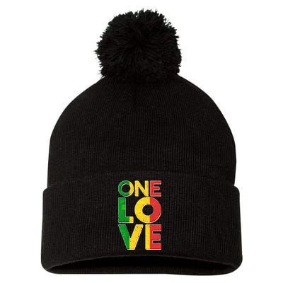 One Love African Colors Pom Pom 12in Knit Beanie