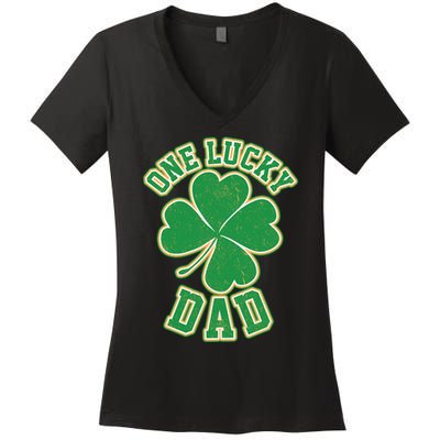 One Lucky Dad Women's V-Neck T-Shirt