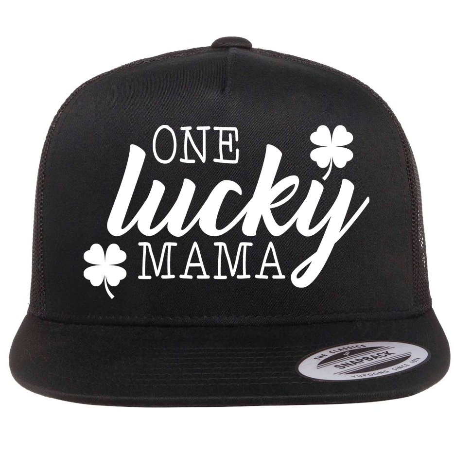 One Lucky Mama Flat Bill Trucker Hat
