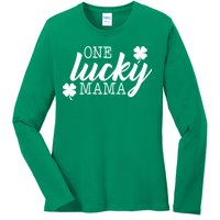 One Lucky Mama Ladies Long Sleeve Shirt