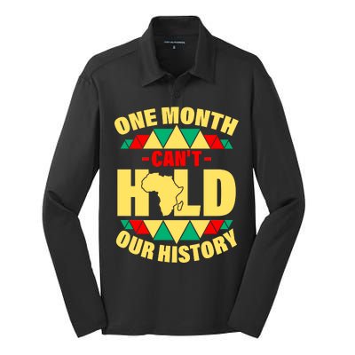 One Month Can't Hold Our History Africa Pride Silk Touch Performance Long Sleeve Polo