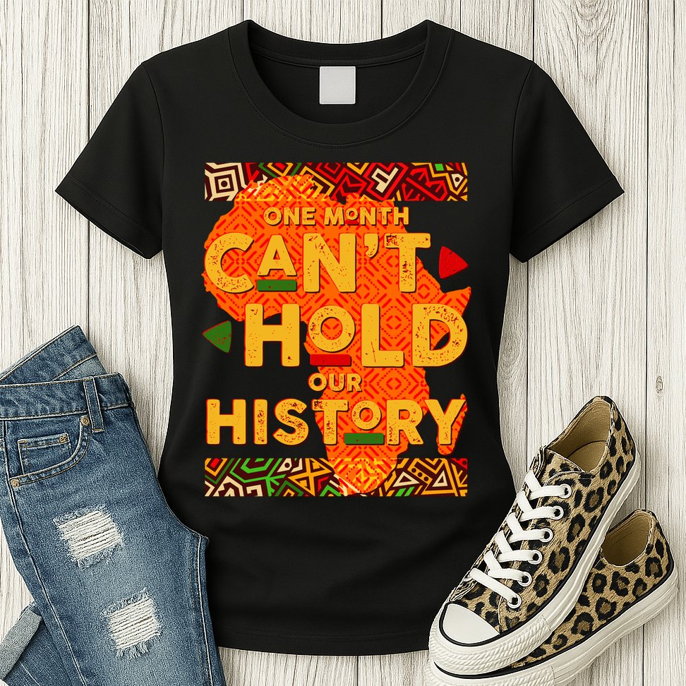 One Month Can't Hold Our History African Colors Womens T-Shirt