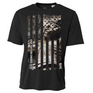 One Nation Under God American Jesus Flag Cooling Performance Crew T-Shirt