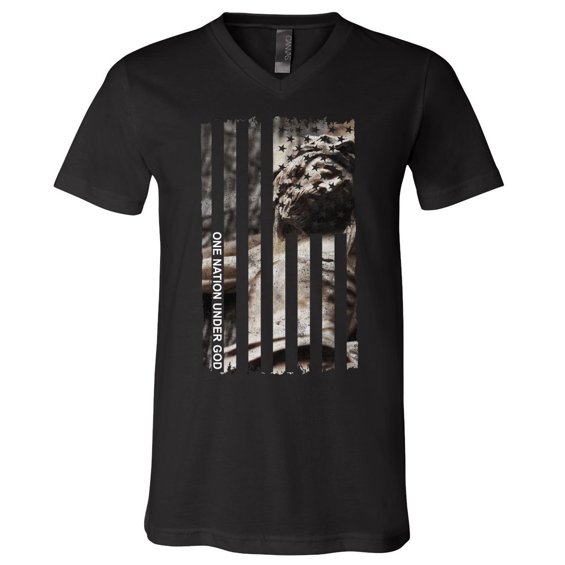 One Nation Under God American Jesus Flag V-Neck T-Shirt