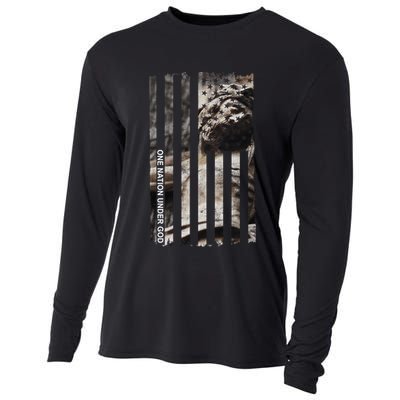 One Nation Under God American Jesus Flag Cooling Performance Long Sleeve Crew
