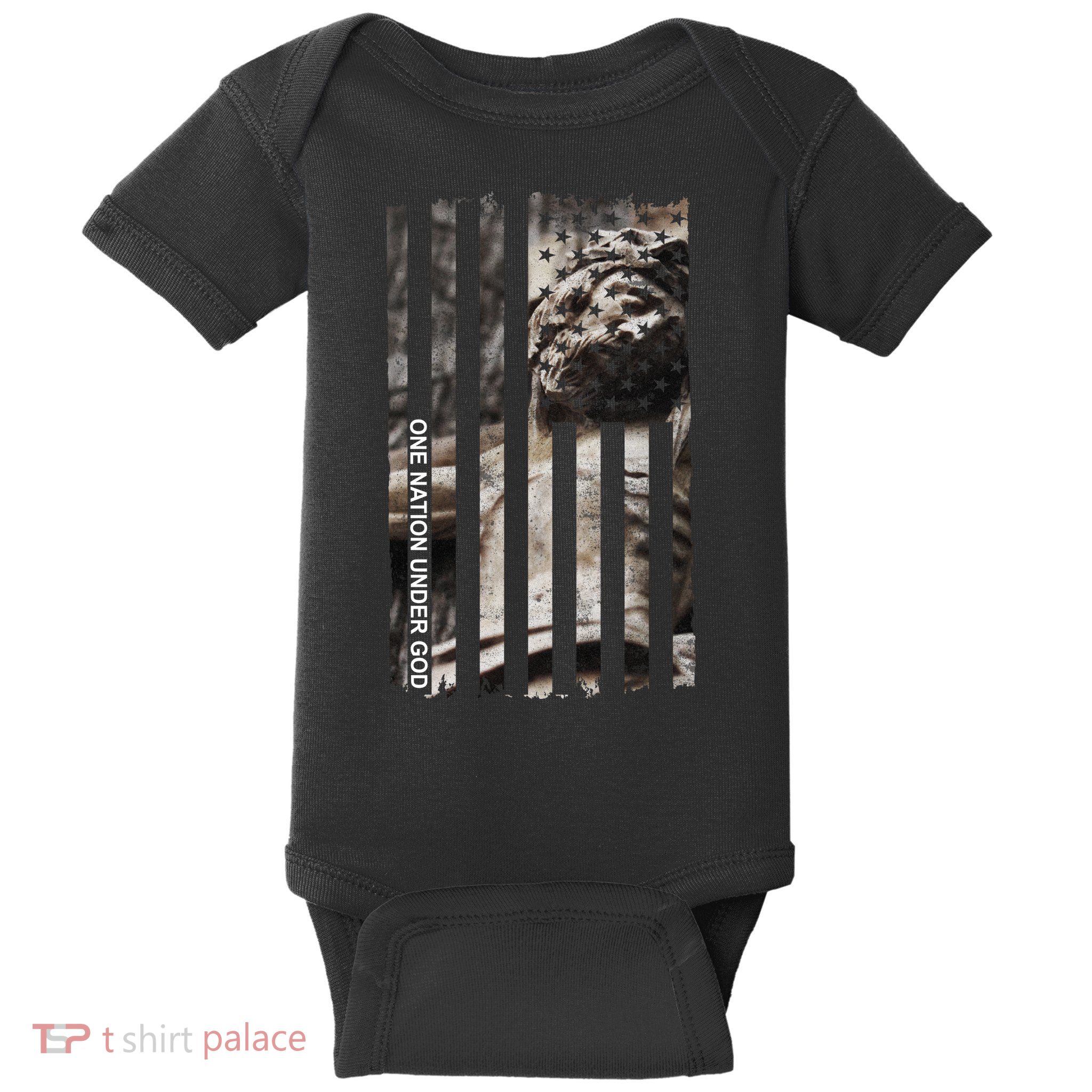 One Nation Under God American Jesus Flag Baby Bodysuit