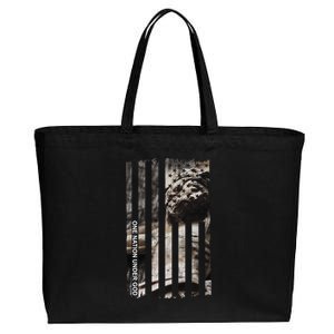 One Nation Under God American Jesus Flag Cotton Canvas Jumbo Tote