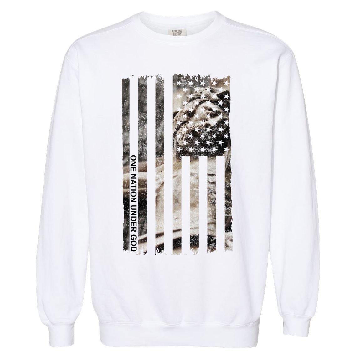 One Nation Under God American Jesus Flag Garment-Dyed Sweatshirt