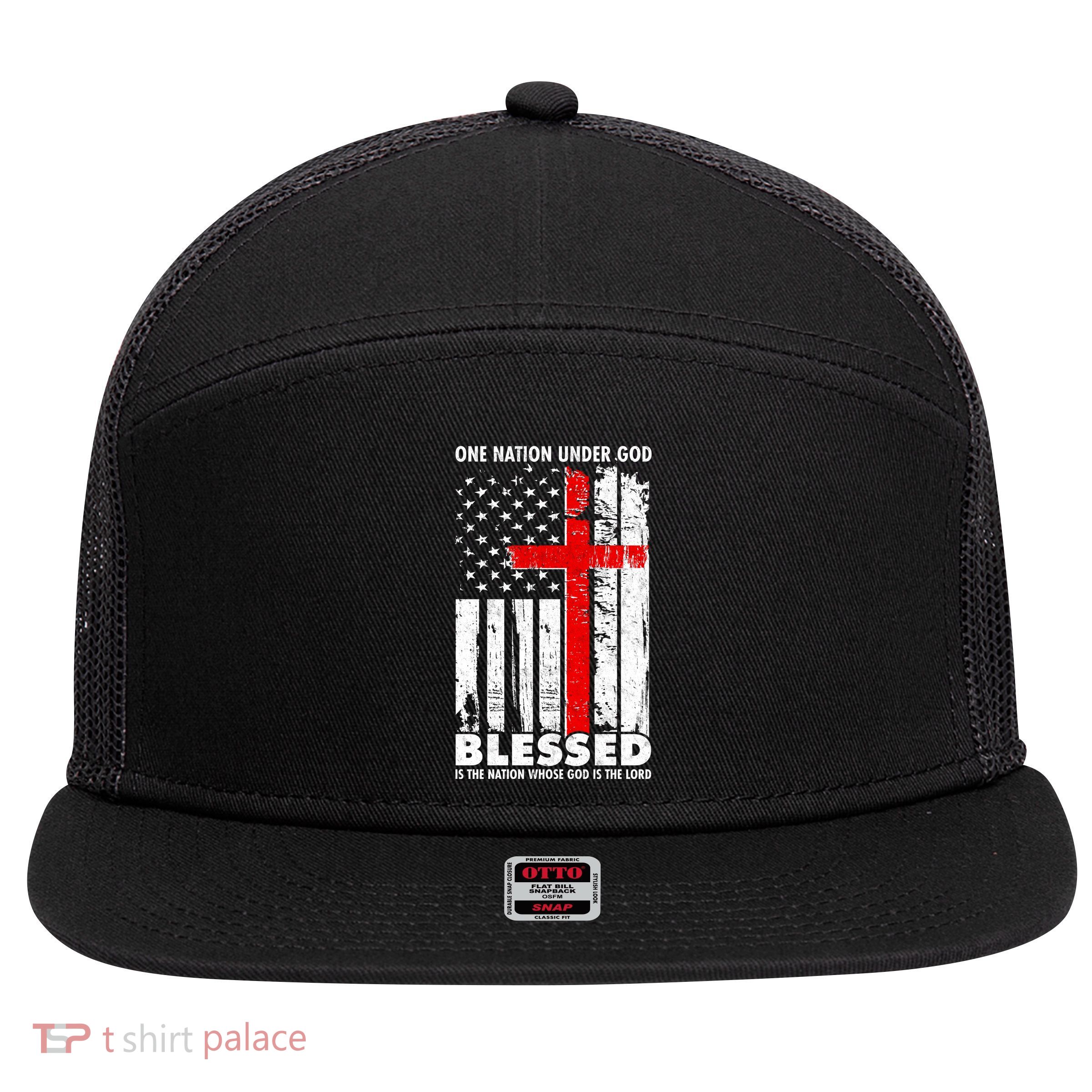 One Nation Under God Blessed 7 Panel Mesh Trucker Snapback Hat