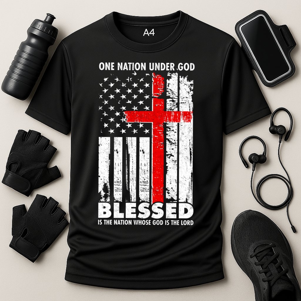 One Nation Under God Blessed Cooling Performance Crew T-Shirt