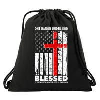 One Nation Under God Blessed Drawstring Bag
