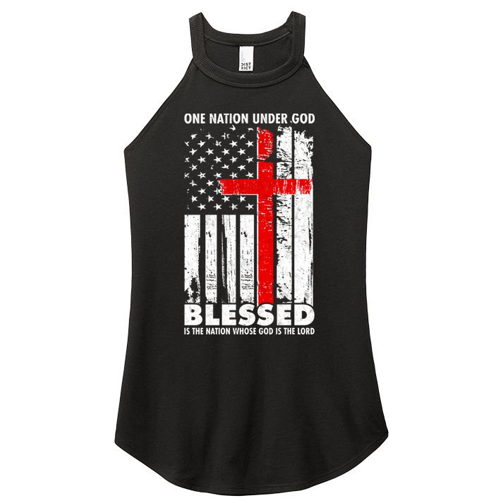 One Nation Under God Blessed Women's Perfect Tri Rocker Tank
