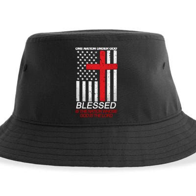 One Nation Under God Blessed Is The Nation Whose God Is The Lord Sustainable Bucket Hat