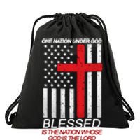 One Nation Under God Blessed Is The Nation Whose God Is The Lord Drawstring Bag