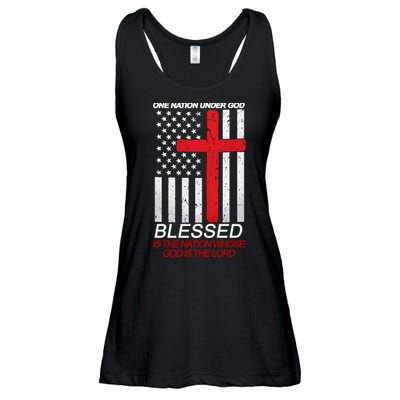 One Nation Under God Blessed Is The Nation Whose God Is The Lord Ladies Essential Flowy Tank