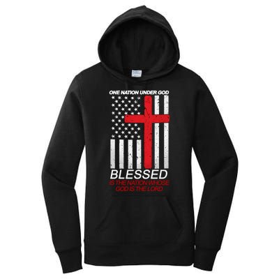 One Nation Under God Blessed Is The Nation Whose God Is The Lord Women's Pullover Hoodie