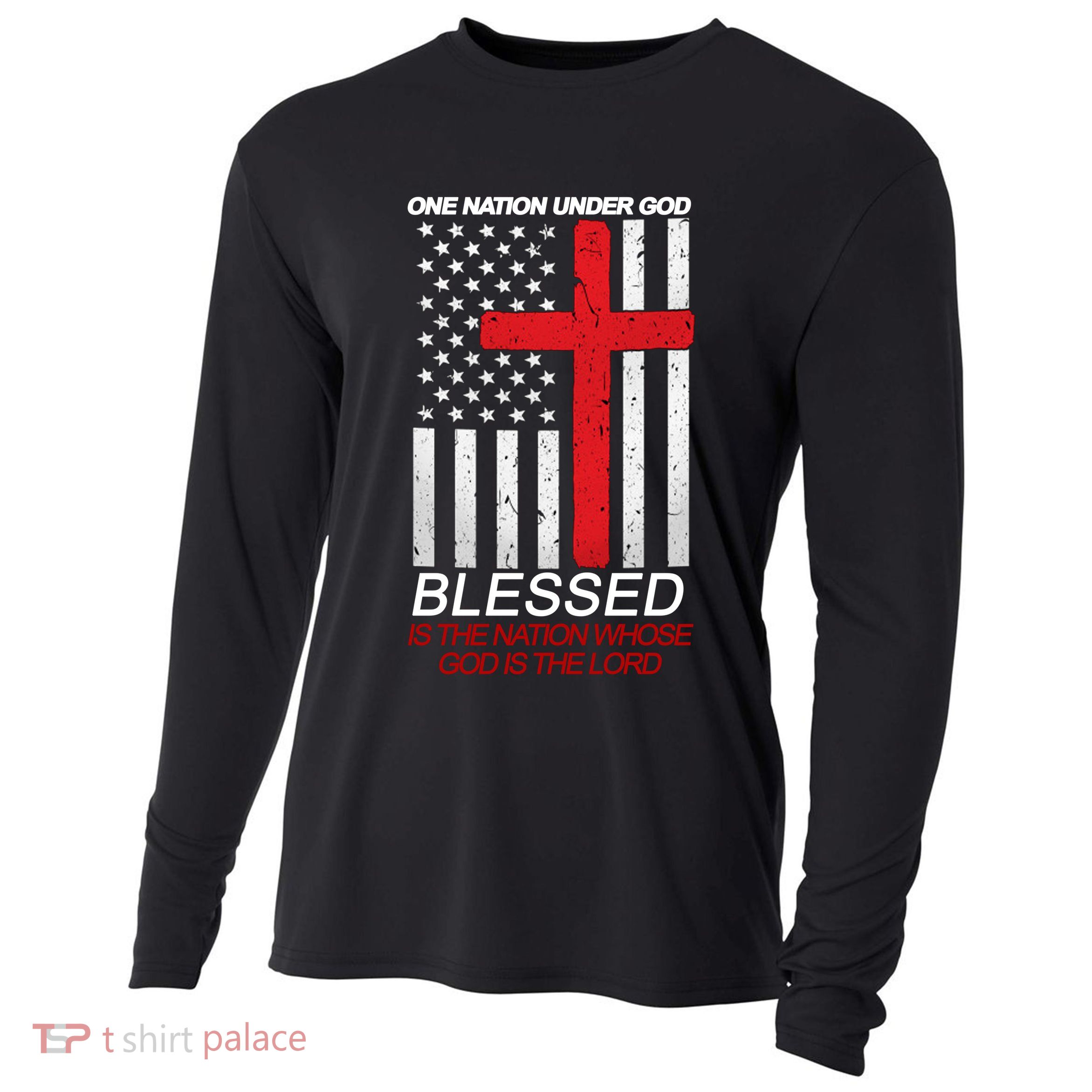 One Nation Under God Blessed Is The Nation Whose God Is The Lord Cooling Performance Long Sleeve Crew