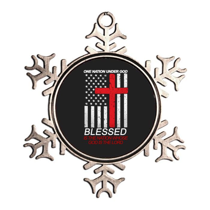 One Nation Under God Blessed Is The Nation Whose God Is The Lord Metallic Star Ornament