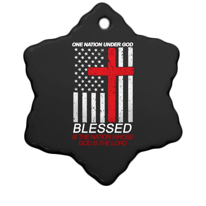 One Nation Under God Blessed Is The Nation Whose God Is The Lord Ceramic Star Ornament