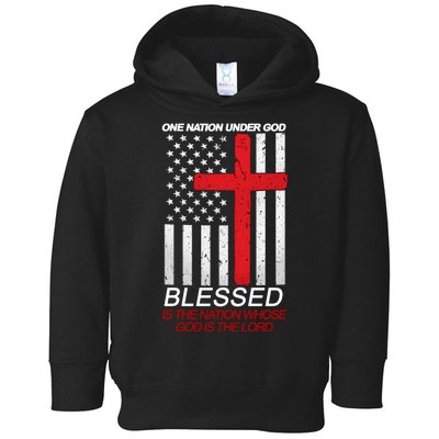 One Nation Under God Blessed Is The Nation Whose God Is The Lord Toddler Hoodie