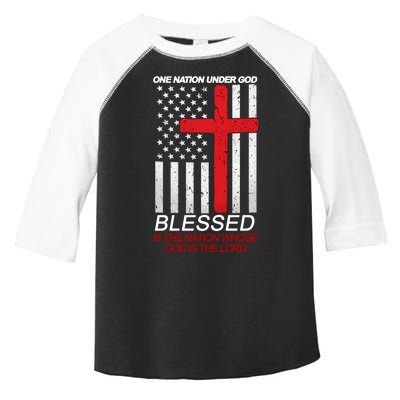 One Nation Under God Blessed Is The Nation Whose God Is The Lord Toddler Fine Jersey T-Shirt