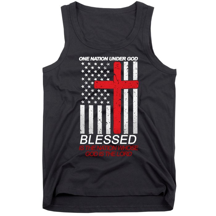 One Nation Under God Blessed Is The Nation Whose God Is The Lord Tank Top