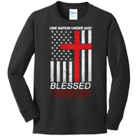 One Nation Under God Blessed Is The Nation Whose God Is The Lord Kids Long Sleeve Shirt