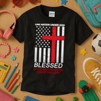 One Nation Under God Blessed Is The Nation Whose God Is The Lord Kids T-Shirt