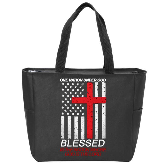 One Nation Under God Blessed Is The Nation Whose God Is The Lord Zip Tote Bag