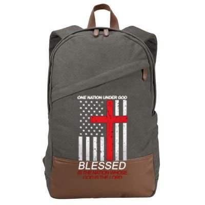 One Nation Under God Blessed Is The Nation Whose God Is The Lord Cotton Canvas Backpack