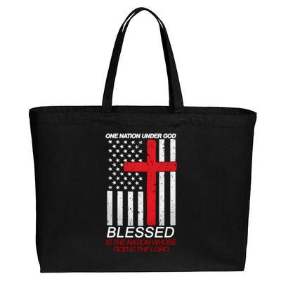 One Nation Under God Blessed Is The Nation Whose God Is The Lord Cotton Canvas Jumbo Tote