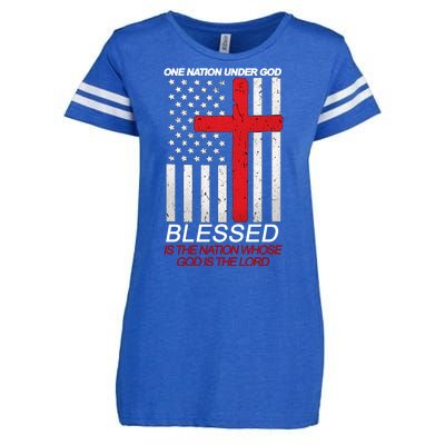 One Nation Under God Blessed Is The Nation Whose God Is The Lord Enza Ladies Jersey Football T-Shirt