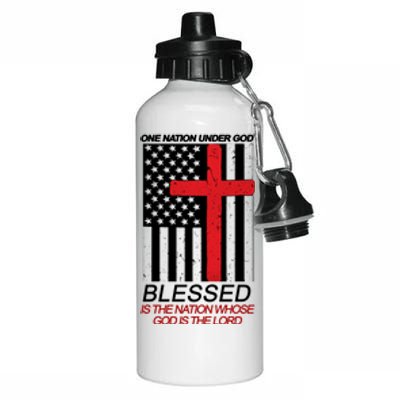 One Nation Under God Blessed Is The Nation Whose God Is The Lord Aluminum Water Bottle