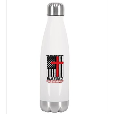 One Nation Under God Blessed Is The Nation Whose God Is The Lord Stainless Steel Insulated Water Bottle