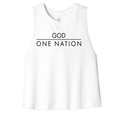 One Nation Under God Christianity Faith Women's Racerback Cropped Tank